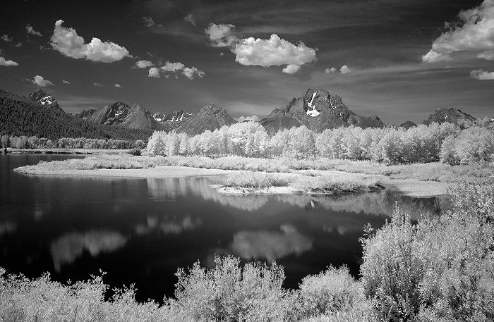 Another infrared perspective on Oxbow Bend.   Field Notes:  Sony Alpha camera, Tamron 17-50 2.8 lens, Hoya RM72 infrared filter...